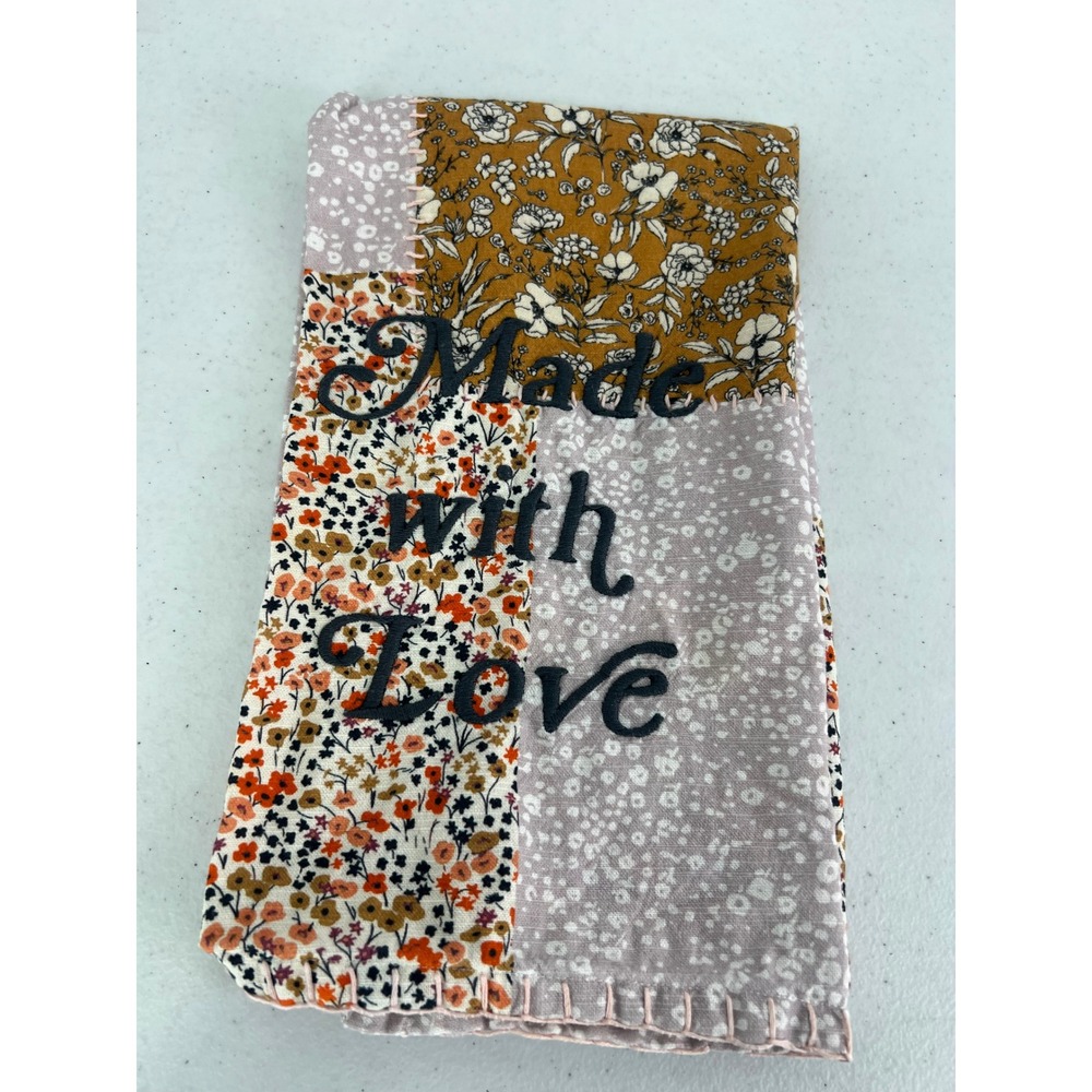 Urban Outfitters Floral Patchwork Tea Towel Made with Love Embroidered Cotton